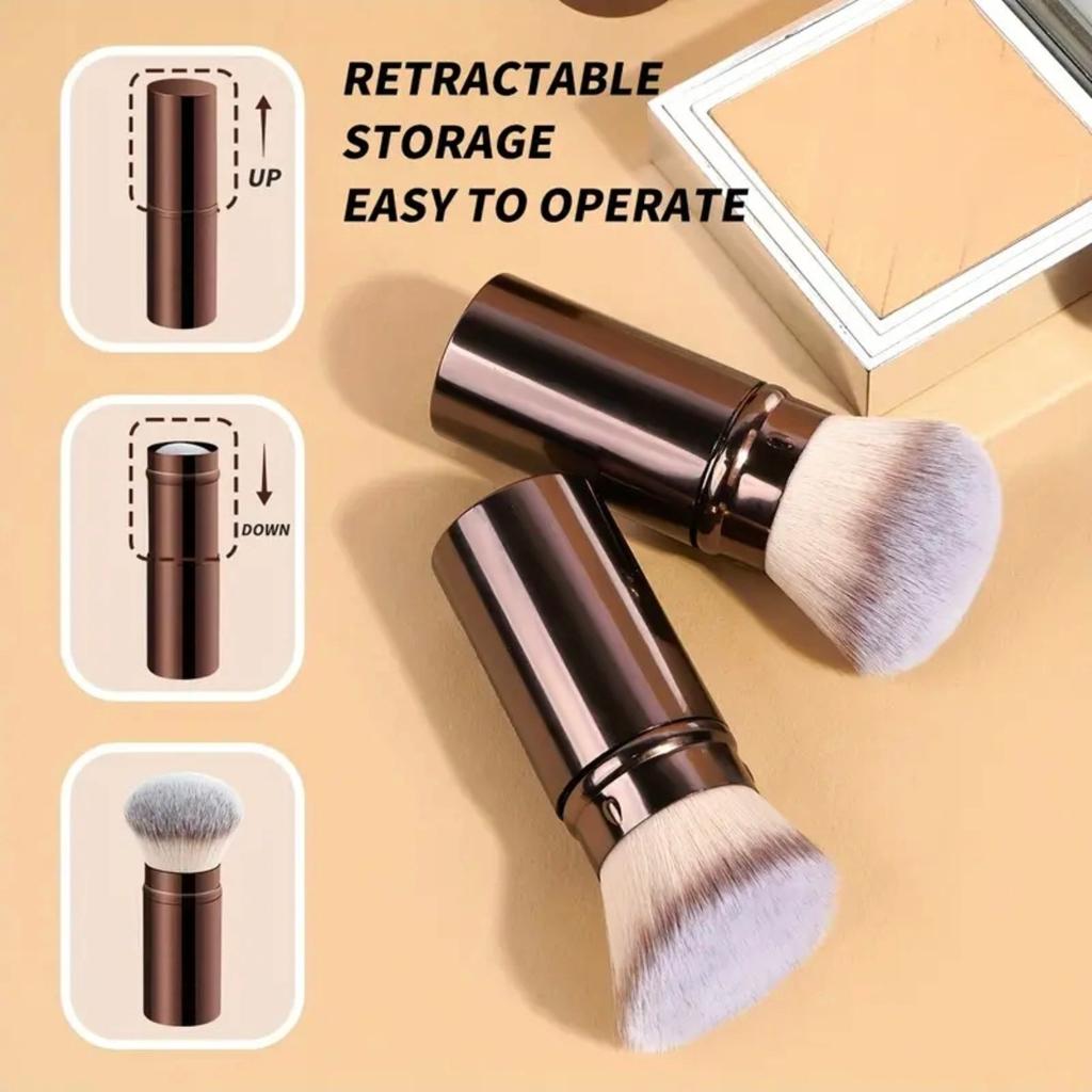 Retractable Brush Loose Powder Brush Makeup Brush Foundation Brush Beauty Tool Blush Brush Aluminum Tube with Cover