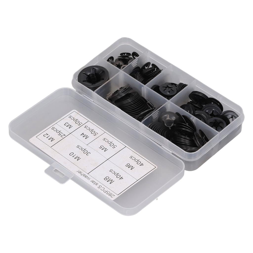 285Pcs Washer Internal Tooth Lock Fastener M3 M4 M5 M6 M8 M10 M12 Set Kit