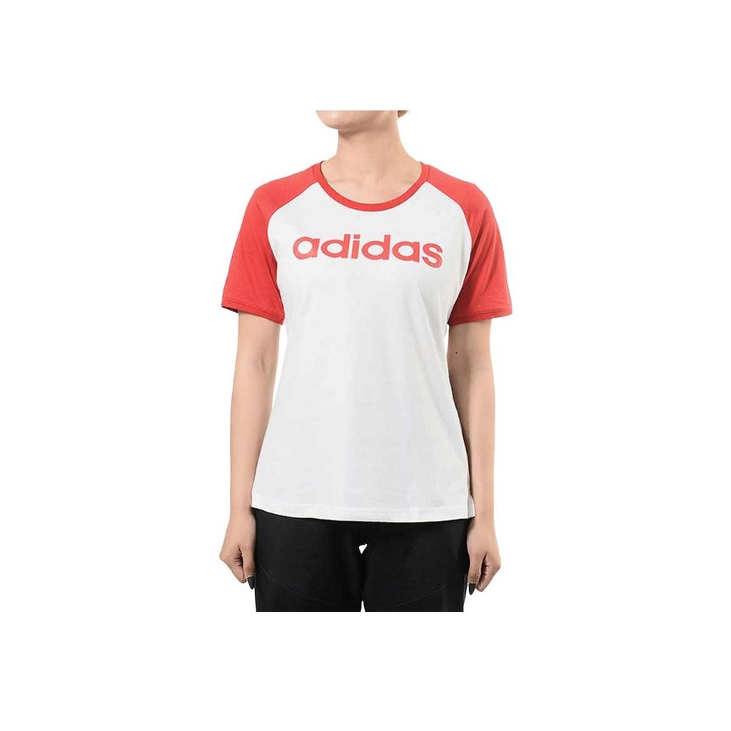adidas Neo Color Block Letter Print Fashion Casual Comfortable Raglan Short Sleeve T-Shirt Women T-Shirts White DW7948