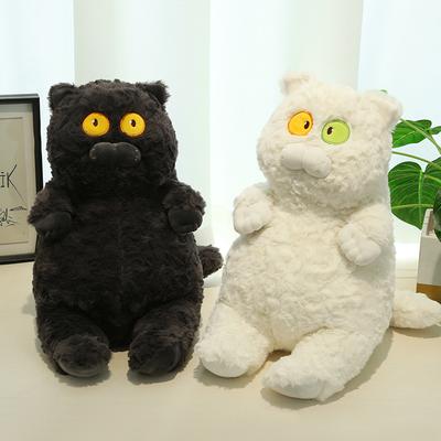 Bobo Baby Series Gato Fofo Olhando Pelúcia Boneca Macia Fofa Gato Preto Gato Branco Boneca Menina Almofada de Arremesso
