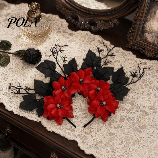 Layered Flower Hair Accessory Halloween Hoop, Flexible Base Headband with 3D Multi-Layered Floral Design, Headgear Handmade Fabric Flowers Day of The