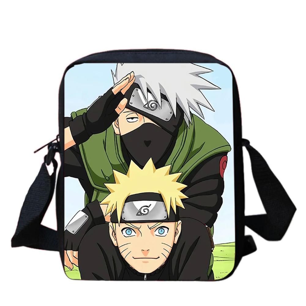 Cartoon Adjustable Straps NARUTO Shoulder Bags Light Weight Crossbody Bags For Boys & Girls Age 6-10, Secure Zipper Closure.