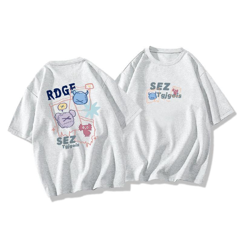 Unisex Plus Size Cotton Loose T-Shirt, Short Sleeve, Oversized, Trendy Brand, Couples Top