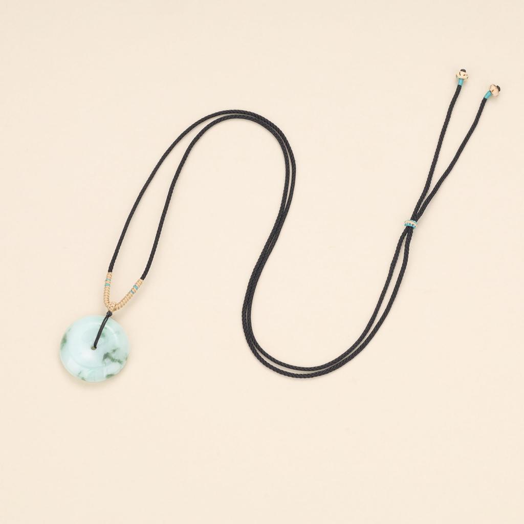 Myanmar Jade Pea Disc Pendant Necklace for Men and Women [KOAI]