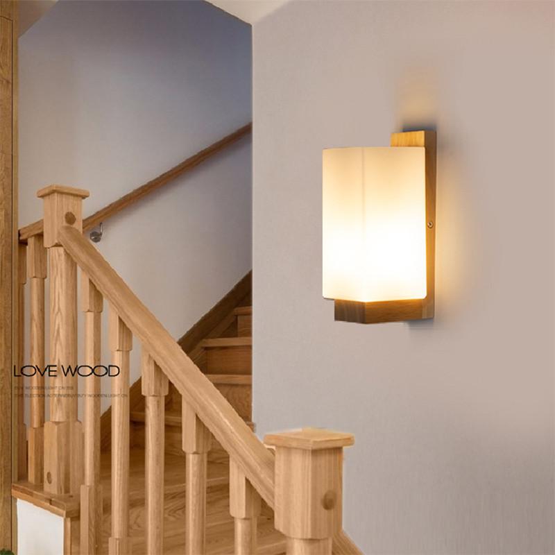Aplice LED de Perete din Lemn Dormitor Noptieră Sfeșnic de Perete Casă Interior Living Alee Balcon E27 Hol Lumini de Noapte