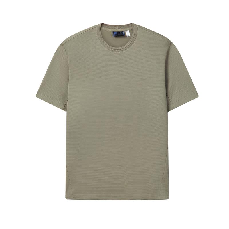 FILA Blue Simple Solid Comfortable Versatile Classic Casual Round Neck Short Sleeve T-Shirt Men tops Rock-Brown F11M622118FBN