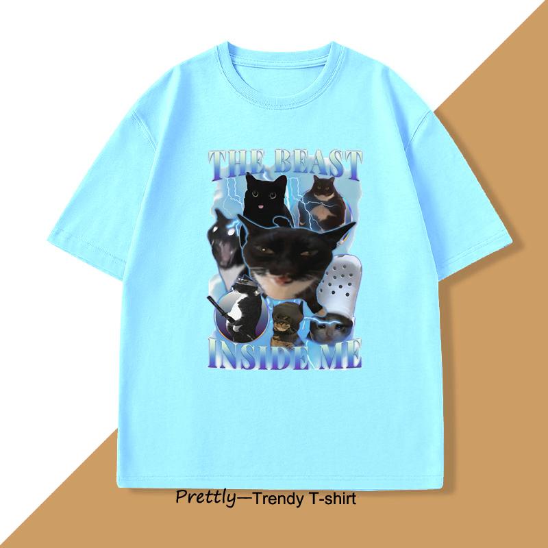 

The Beast Inside Me 90s Vintage Funny Cat Meme T Shirt Women Men Cats Lover TShirt Goofy Cats Cotton Short Sleeve Mens 4XL