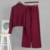 Women's Relaxed Fit Two-piece Knit Tracksuit Long Sleeve Zip Up Knit Top Drawstring Waist Wide Leg Pants