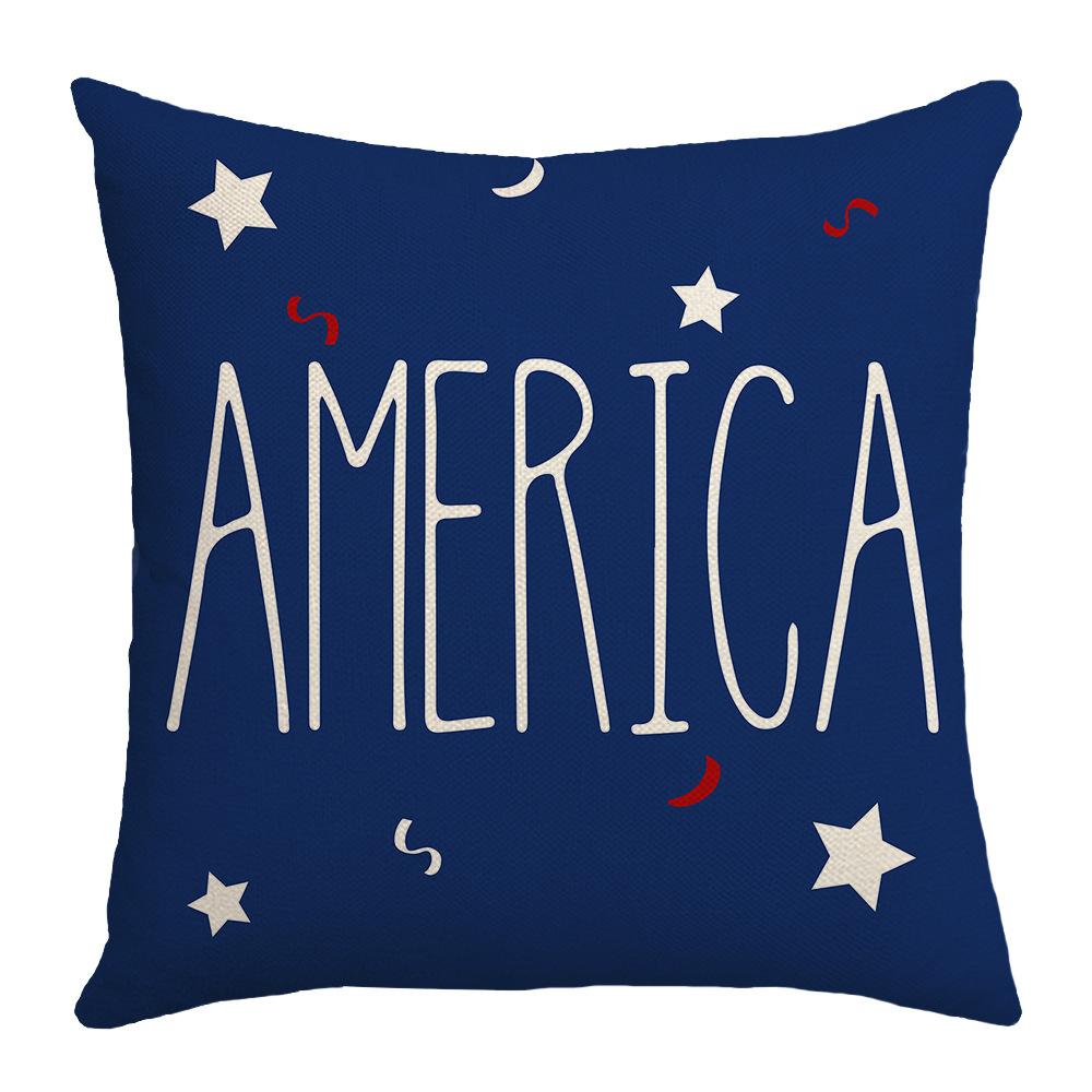Holiday Independence Day Striped Simple Pillow Cover Love Star Element Letter Print Living Room Cushion Cover