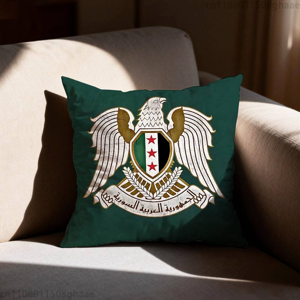 Eagle Syrian New 2026 Logo Flag  Pillow Case Sofa Living Room Bedroom Headboard Backrest Cushion Square Cushion Nap Time