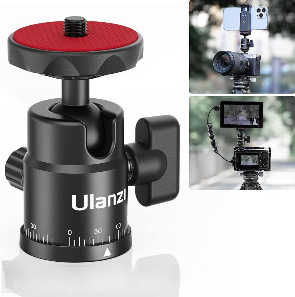 Ulanzi 2867 H28 Ball Head, 360° Rotating Panoramic Head for Cameras, with Cold Shoe Mount for Tripods and Monopods