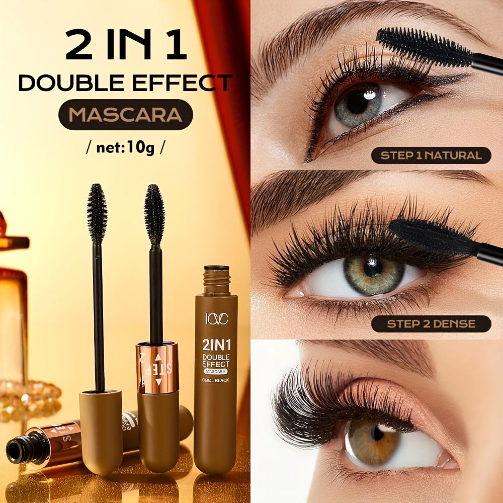 2-In-1 Volumizing Fiber Mascara Enhances The Thickness of Black Lashes,Waterproof/Long-Lasting Without Smudging,Significantly Increases Lash Length