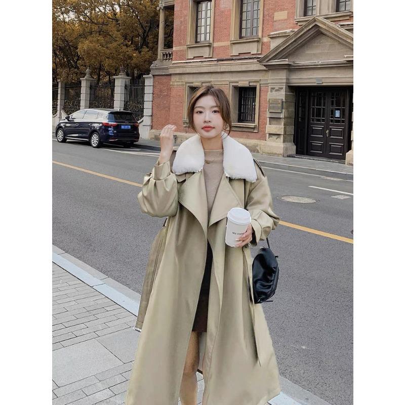 

Новая осенне-зимняя женская куртка-парка, женская черная ветровка средней длины из овечьего бархата и хлопка L