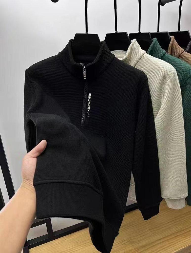 Men's Fleece-Lined Woodpecker Half-Zip Sweatshirt - Winter Casual Long-Sleeve Base Layer