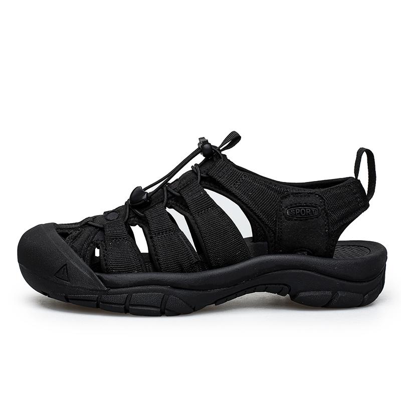 

Summer Men Comfortable Soft Bottom Sports Sandals Outdoor Men Brand Head Layer Cowhide Breathable Non Slip Beach Shoes 46 чёрный