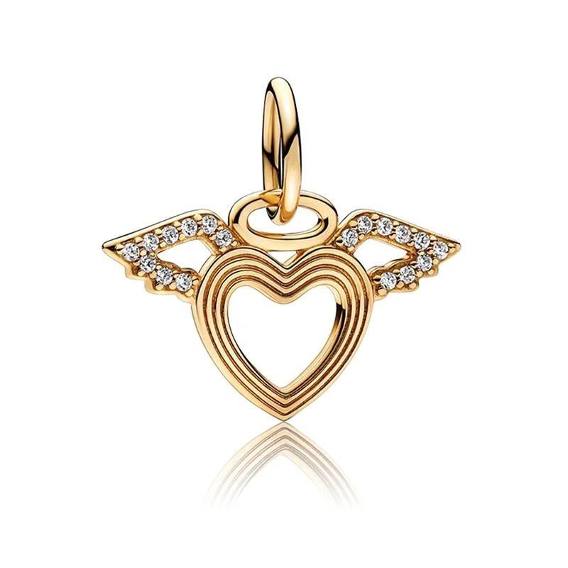 New Copper Angel Wing Charms Heart Bird Pig Pendants Fit Original Bracelets Necklaces Womens Fine Diy Jewelry Gifts