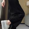 Casual Carrot Pants Elastic Waist Drawstring Loose Long Pants Ice Silk Wide Leg Trousers for Women
