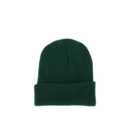 Men Women Solid Color Warm Woolen Knitted Cap Fluorescent Cuffed Beanie Hat