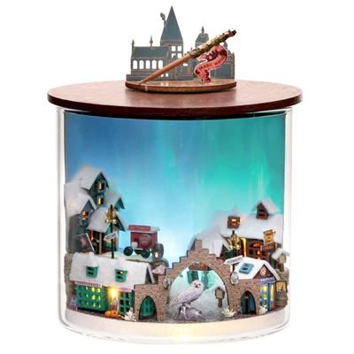 Moin moin Miniatúrny DIY Kit pre domček pre bábiky Terárium Dream Štýlový interiér Aurora LED svetlo 2302dh376 Súprava, Pohár, Fľaša, Veľkosť dlane, Vhodné pre začiatočníkov,