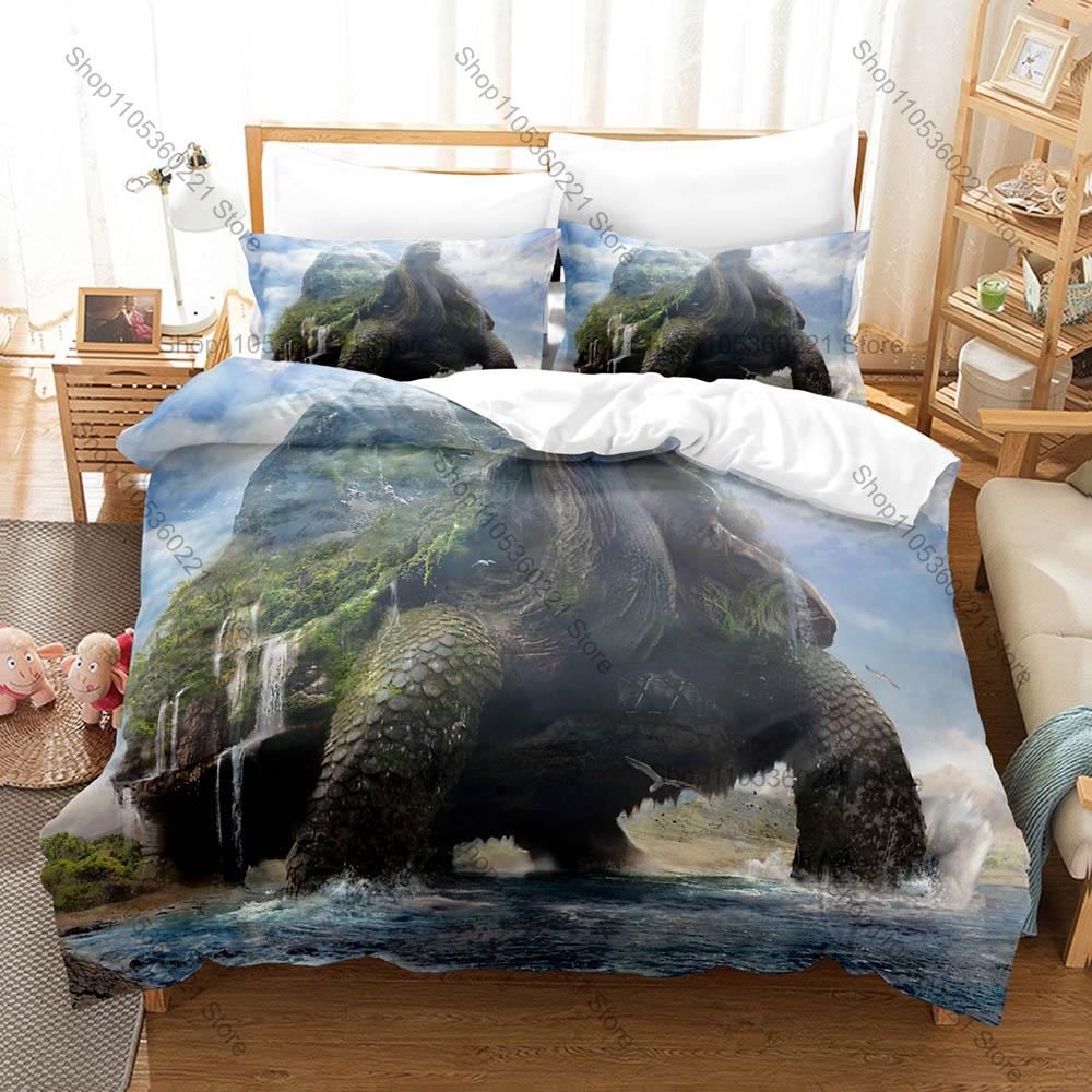 Cool Vivid Print Bedding Set 3Pcs World Turtles Turtle Island Style Modern Household Bedroom Ornament