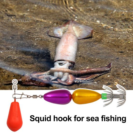 9CM/27G Squid Jig Hook with Colorful Beads Swivel Double-layer Umbrella Hook Cuttlefish Sleeve Fishing Hook Freshwater Saltwater Fishing Accessories