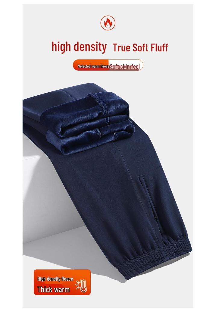 Fleece-Lined Cotton School Uniform Pants for Boys & Girls - Straight-Leg, Solid Color, Thick Winter Version for Middle & High School Students