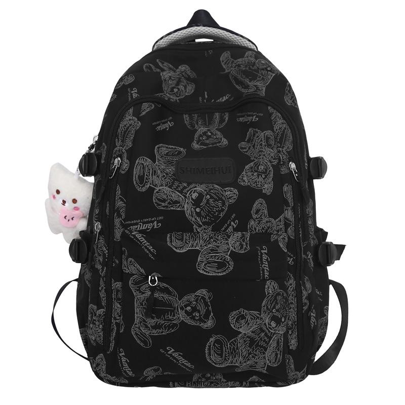 Schoolbag backpack new fashion trend casual foreign style simple backpack printing large capacity college style school season schoolbag