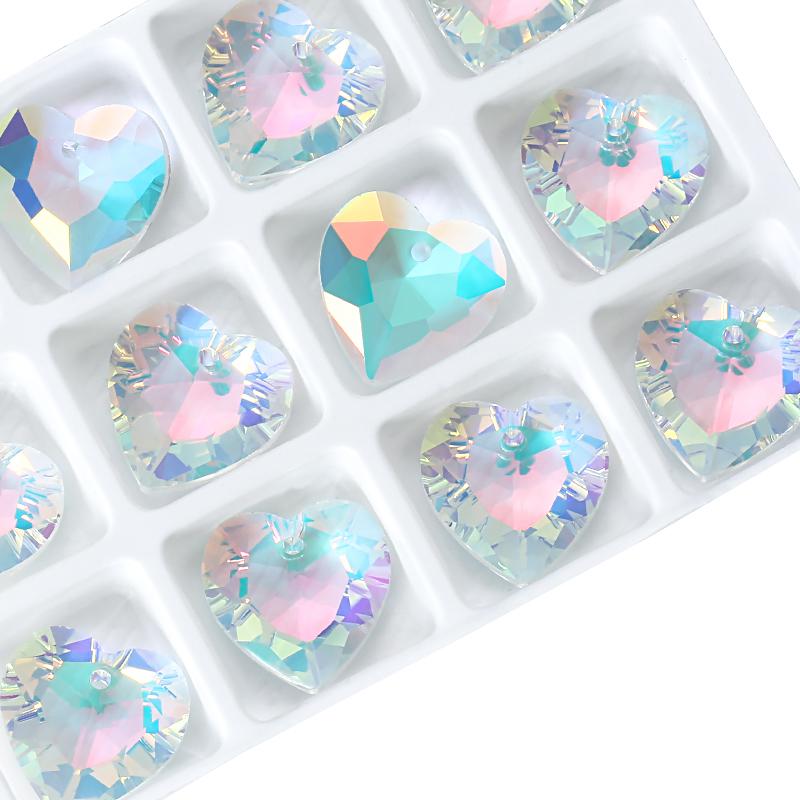 Crystal Austria 6432 Heart Cut Pendants Loose Rhinestone Charms Glass Jewelry Gems Stones for DIY Necklace Jewelry Making 12Pcs