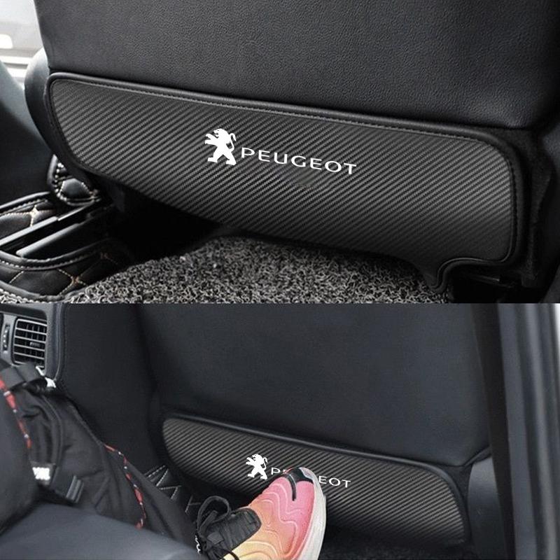 Carbon Fiber Car Seat Back Protector Leather Cover for Peugeot 3008 308 208 508 207 2008 RL 5008 206 408 108 4008 Auto Accessories