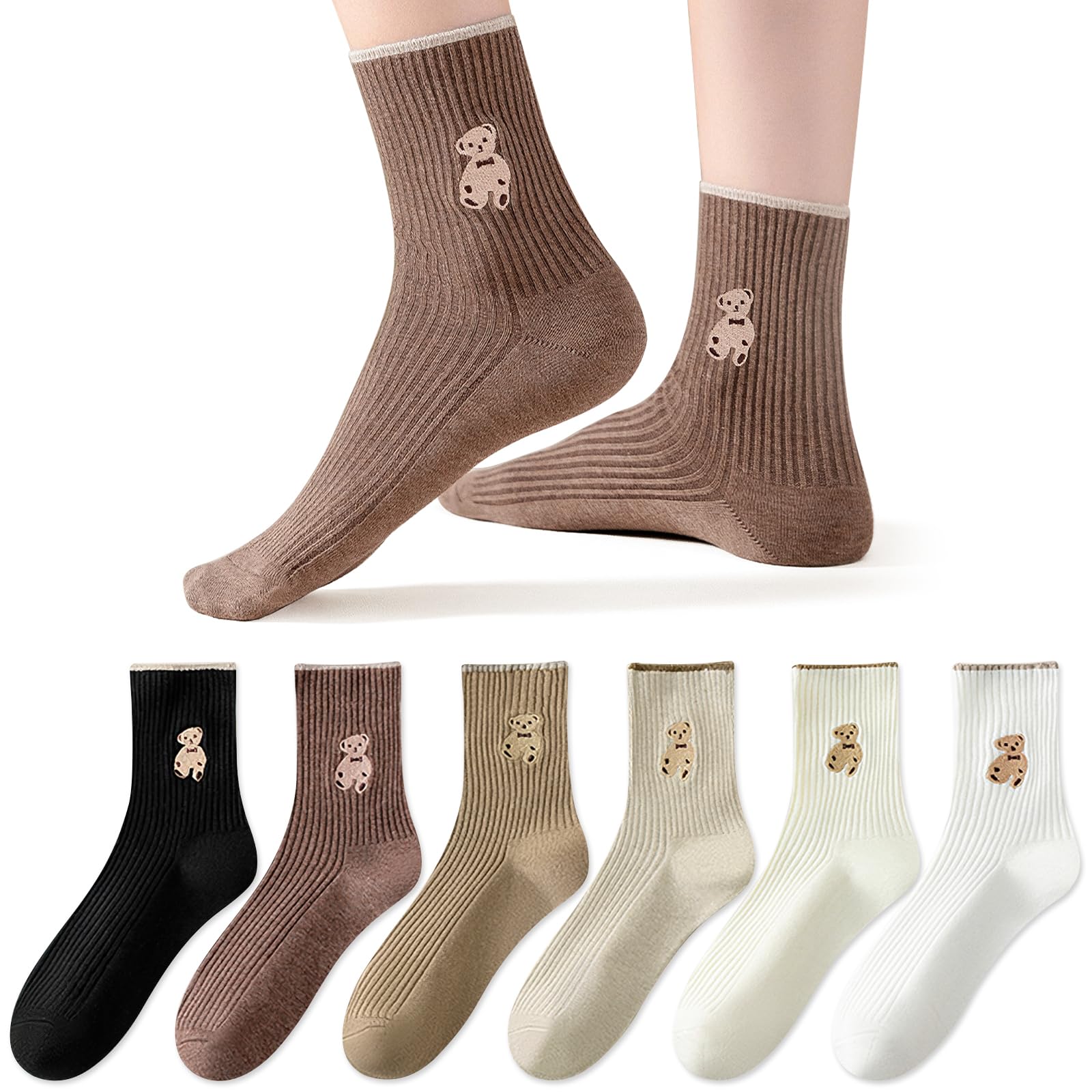 

Набор Allanve Нежный и устойчивый к затяжкам и надежно фиксируется Подходит для всех сезонов Женские носки, 6 пар [Мягкая посадка, на ощупь, деформация] Милый,