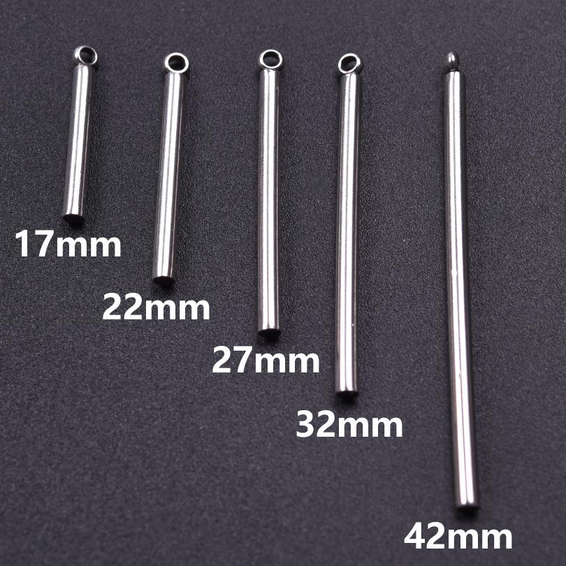 10Pcs Silvergold Color Smooth Long Cylinder Pendant Stainless Steel Charm For Jewelry Making Supplies Diy Earring Necklace Bulk