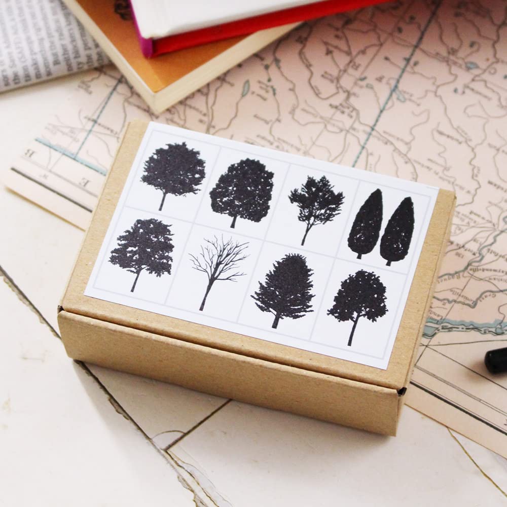 Cute Wooden Rubber Stamp Set with and Nature Perfect for Letter and Perfect As a Made In Japan Leaf, Tree, Forest, Designs, Eco-Friendly, Bridal,