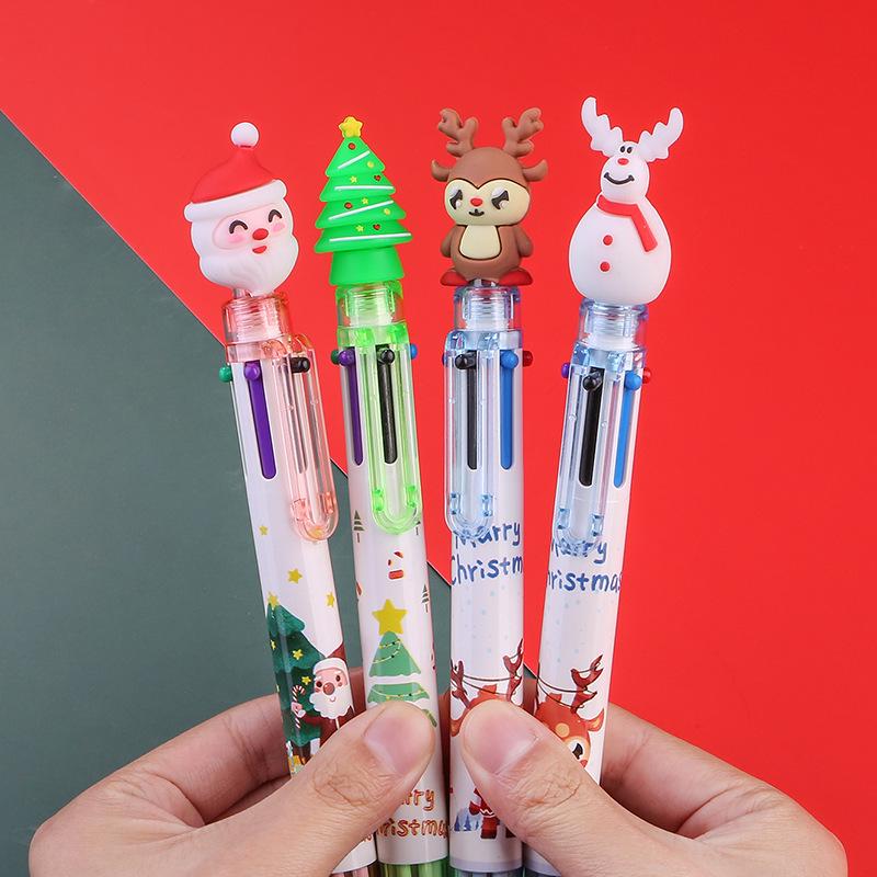 Festive Santa & Reindeer Multi-Color 10-In-1 Ballpoint Pen