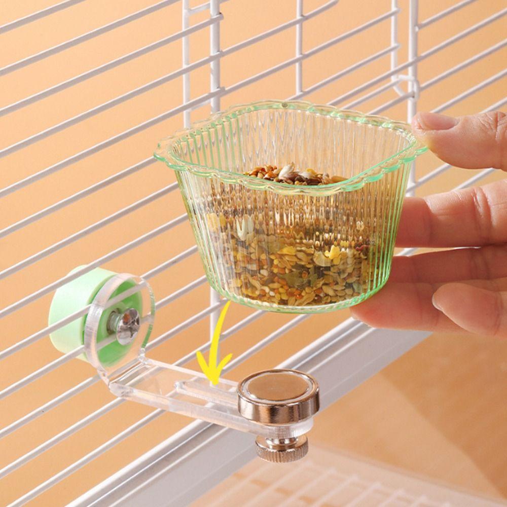 Bird Feeding Station Transparent Magnetic Bird Feeder Anti-Splash Removable Pet Feeder Ledge Anti-Tip Water Dispense Drinking