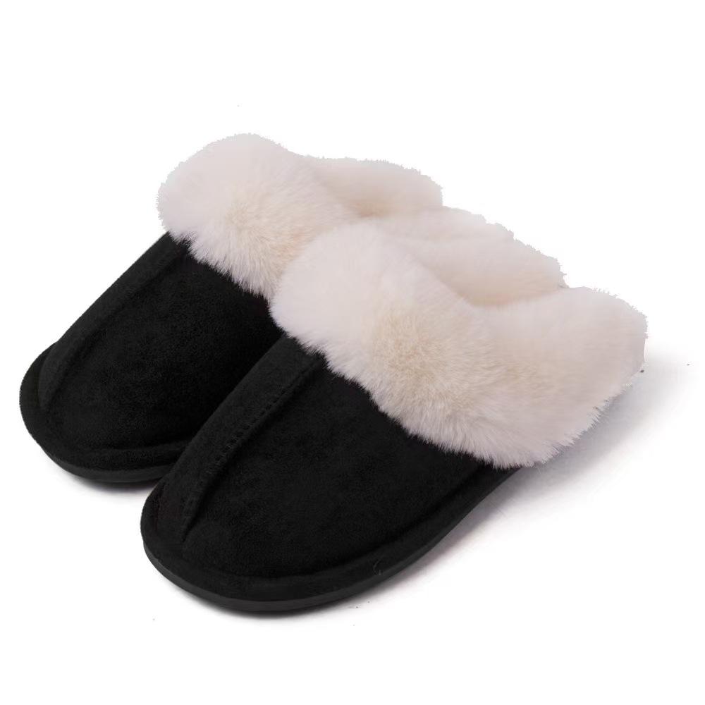 Fashion Plus Size Women Indoor Warm Fluffy Slippers Soft Faux Fur Thick Sole Lovers Winter Platform Shoes Female Male Home Floor Slipper