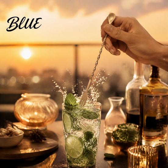 Stainless Steel Cocktail Drink Spoon Spoon Stirrer Mixing Stirrer Bar Long Handle Barista Coffee Stirring Tool with Spiral Twisted