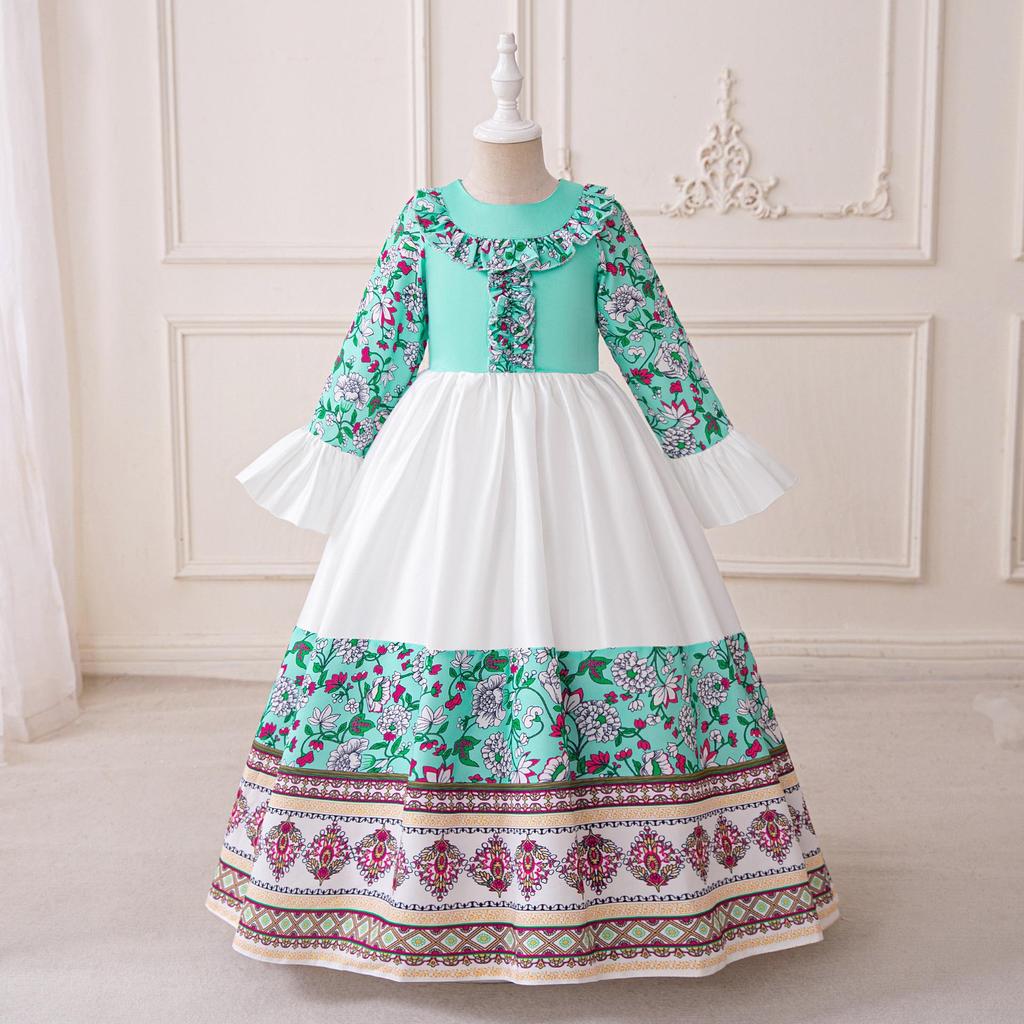 Versatile Long-Sleeve Patchwork Dress for Women & Children - Middle East Holiday Style