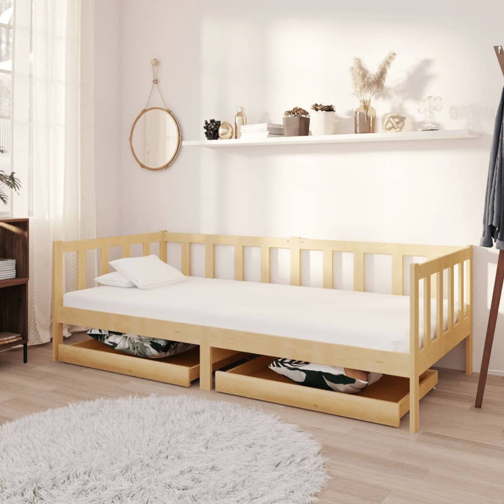 Lit de jour sans matelas avec tiroirs 90x200 cm bois pin massif