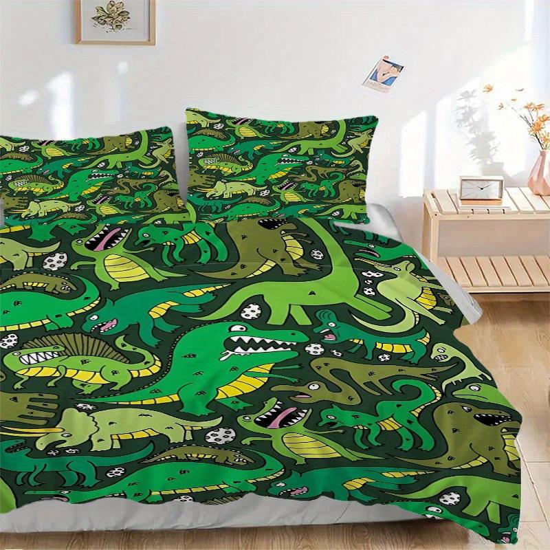 

3Pcs Dinosaur Pattern Printed Bedding Set, Breathable And Soft,(Includes 1 Duvet Cover And 2 Pillowcases, Quilt Not Included) yy250815196 135x200cm