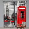 2 Stück London Vorhänge London Telefonzelle auf der Straße Traditionell Lokal Kulturell UK Retro Für Schlafzimmer Wohnzimmer Und Esszimmer