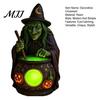 Accesorio de Decoración para Dormitorio Lámpara de Caldero de Bruja de Halloween con Brillo Verde Misterioso Luz LED para Paisaje Adorno Único Grabado Olla de Pociones Espeluznante para Sala de Estar