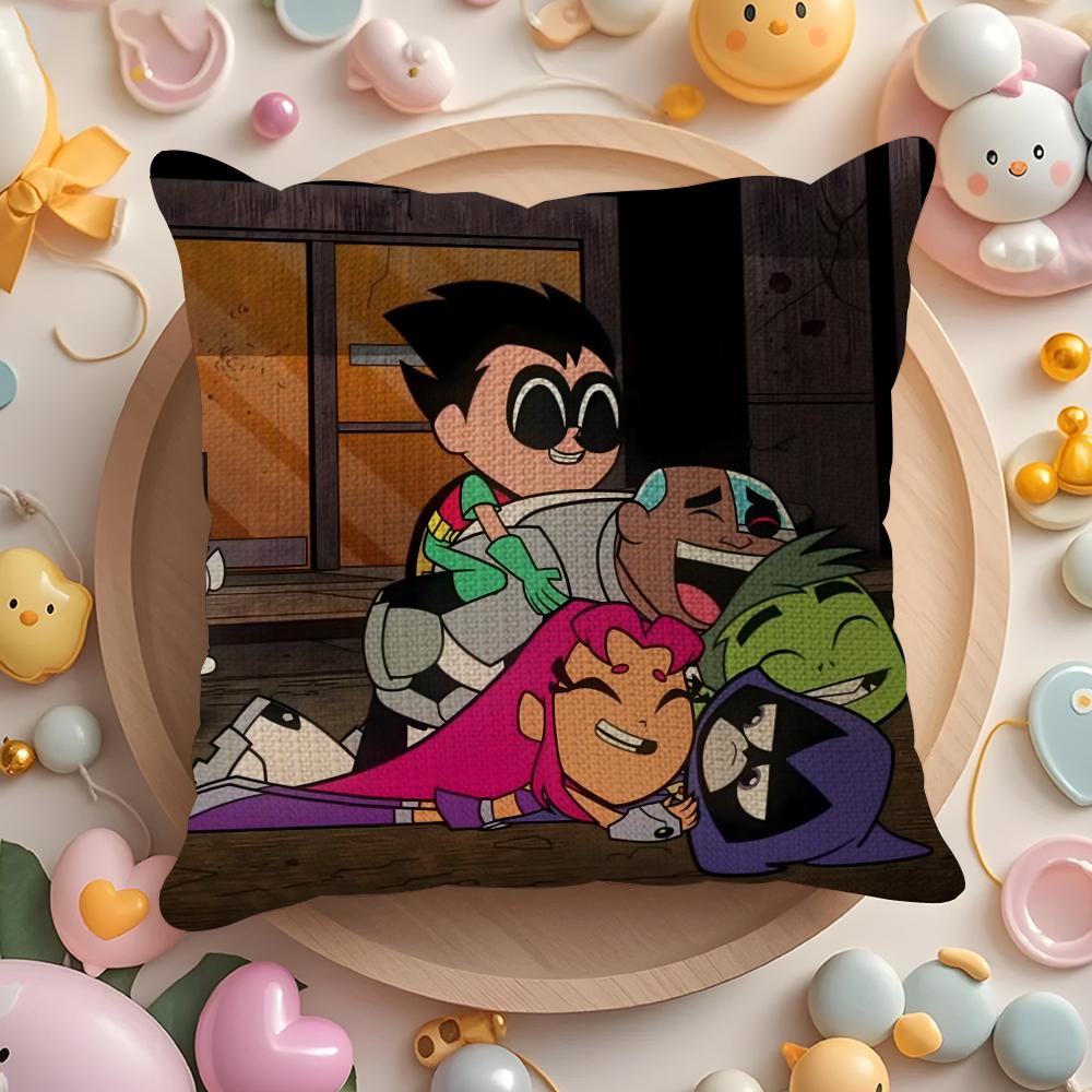 T-Teen T-Titans Go Kissenbezug Natürlicher Leinen Bio-Stoff Doppelseitiger Druck Sofa Heimdekoration Geschenk Kissenhülle