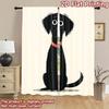 2D Flat Printing 2pcs Party Curtain Cute Black Lab Puppy Digital Printed Polyester Drapes Festive Holiday for Photo Booths