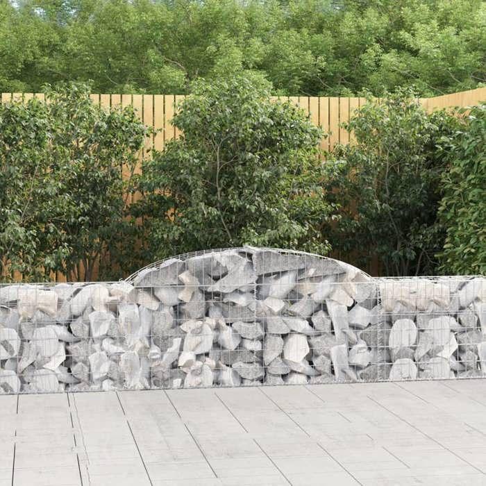 VidaXL Curved Gabion Baskets 4 Pcs 300x30x60/80 Cm Galvanized Iron, Gabion, Gabion Cage, Gabion Wall Basket, Wall of 3146487
