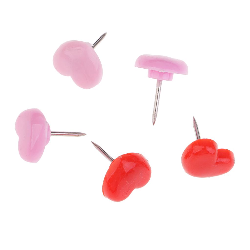 Buy 50 Pieces Heart Shape Push Pins Drawing Pins Office Thumbtack Red and Pink at affordable