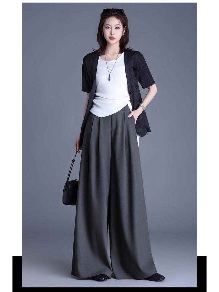 Spring Arrival High-Waisted Wide-Leg Bell Bottoms - Fashionable, Slimming, and Floor-Length