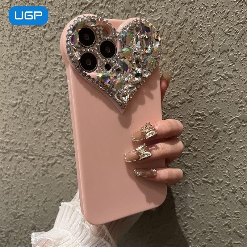 Luxury rhinestone love 14 Apple 16promax mobile phone case all-inclusive iPhone15 soft 13 anti-drop 12 new 11