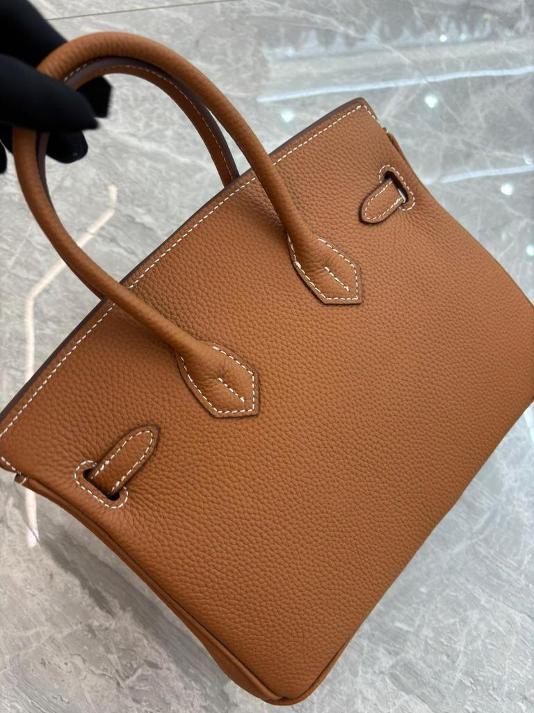 Large-capacity Litchi Pattern Togo Gold and Silver Diamond Genuine Leather Top-grain Cowhide Fashionable and Versatile Single-shoulder Handbag