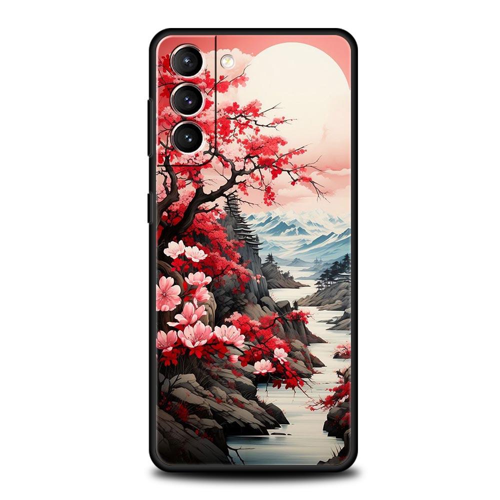 

Чехол для телефона Samsung Galaxy S24 S23 Ultra S22 S21 S20 FE 5G S10 S10E S9 Plus S8 Черный Чехол Пейзаж в стиле туши и акварели Samsung S24 Plus