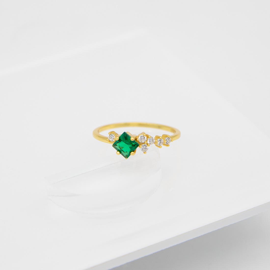 

Позолоченное кольцо из стерлингового серебра 925 пробы для женщин - Простое, элегантное украшение на указательный палец US Size 7